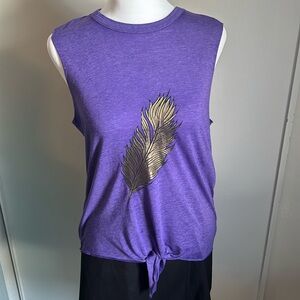 Warrior by Danica Patrick Casual High Low Tie Front Athleisure Muscle T-Shirt